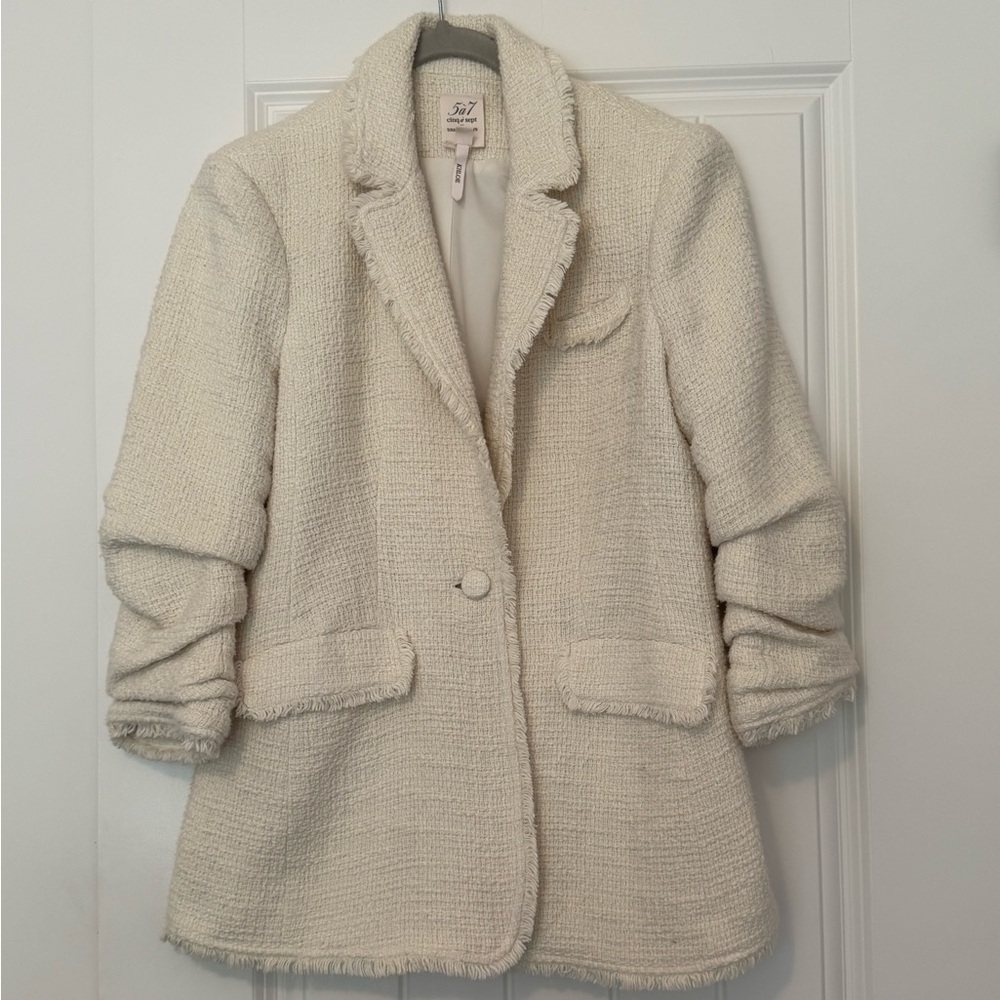 Classic cream tweed Cinq a Sept Khloe blazer
